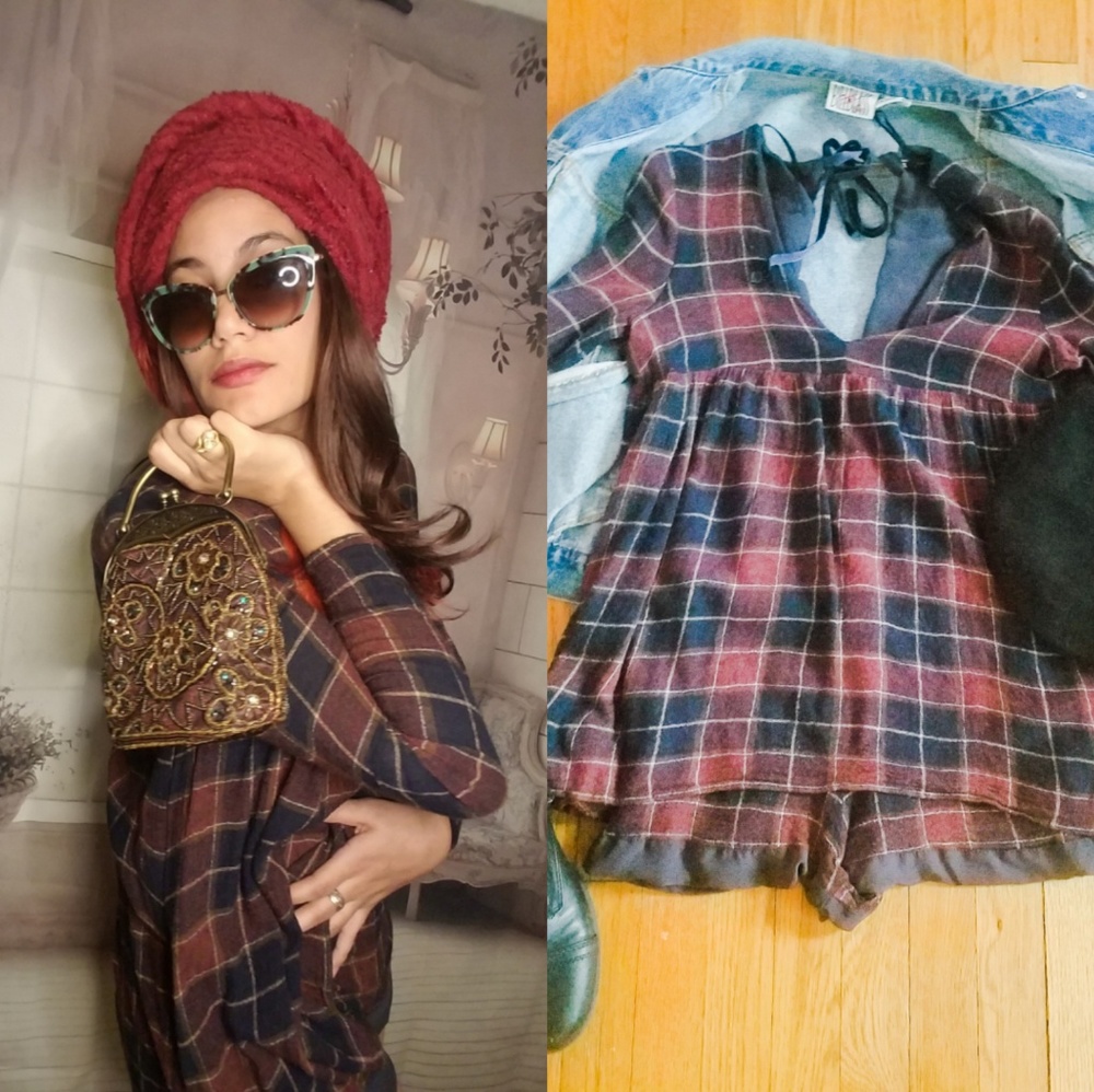 Zara Plaid  long sleeve Romper